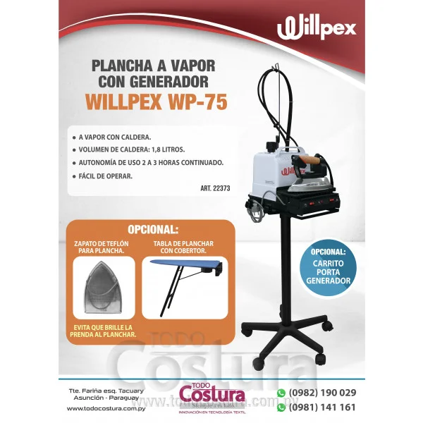 PLANCHA A VAPOR (CON CALDERA) WILLPEX WP-75
